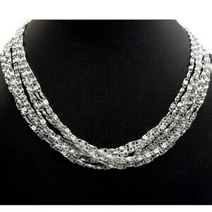 ViNTaGe Sarah Coventry Silver Multi-Strand Snail Link Chain Choker Necklace